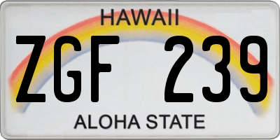 HI license plate ZGF239