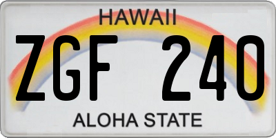 HI license plate ZGF240
