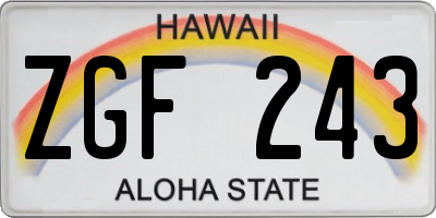 HI license plate ZGF243