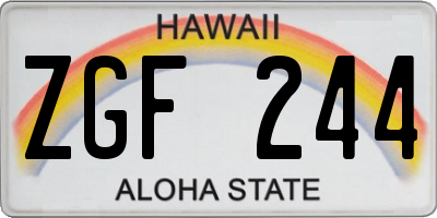 HI license plate ZGF244