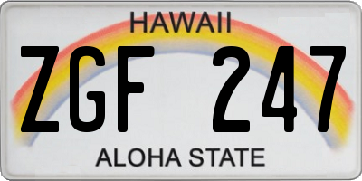 HI license plate ZGF247
