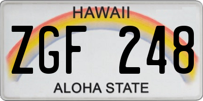 HI license plate ZGF248