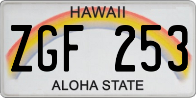 HI license plate ZGF253