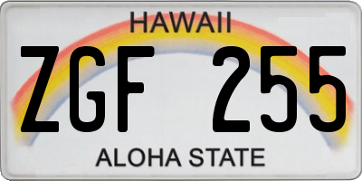 HI license plate ZGF255
