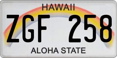 HI license plate ZGF258