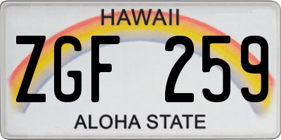 HI license plate ZGF259