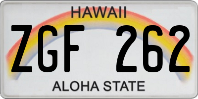 HI license plate ZGF262
