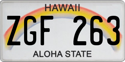 HI license plate ZGF263