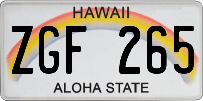 HI license plate ZGF265