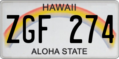 HI license plate ZGF274