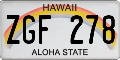 HI license plate ZGF278