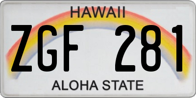 HI license plate ZGF281