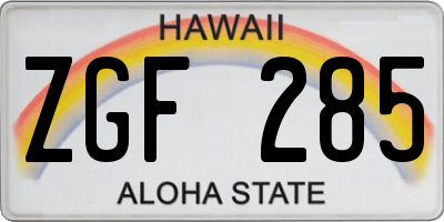HI license plate ZGF285
