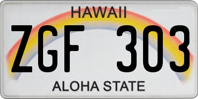 HI license plate ZGF303