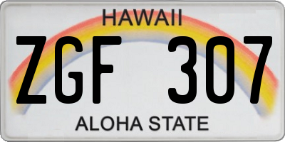 HI license plate ZGF307