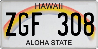 HI license plate ZGF308