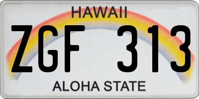 HI license plate ZGF313