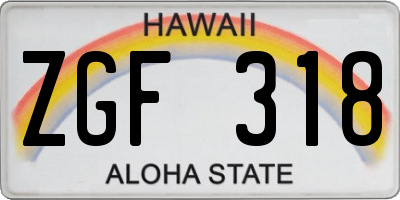 HI license plate ZGF318
