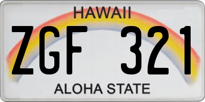 HI license plate ZGF321
