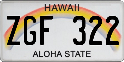 HI license plate ZGF322