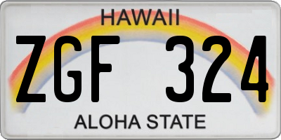 HI license plate ZGF324