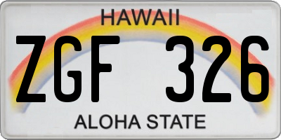 HI license plate ZGF326