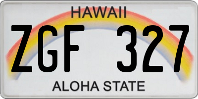 HI license plate ZGF327