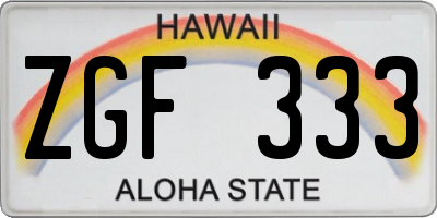 HI license plate ZGF333
