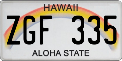 HI license plate ZGF335