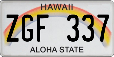 HI license plate ZGF337