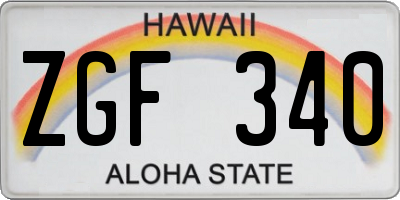 HI license plate ZGF340