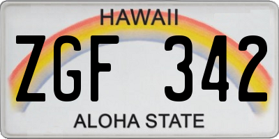 HI license plate ZGF342