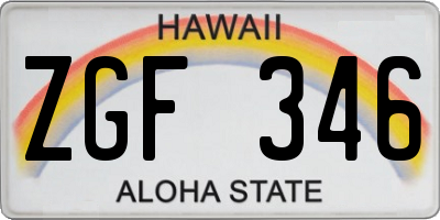HI license plate ZGF346