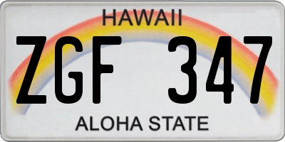 HI license plate ZGF347