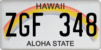 HI license plate ZGF348