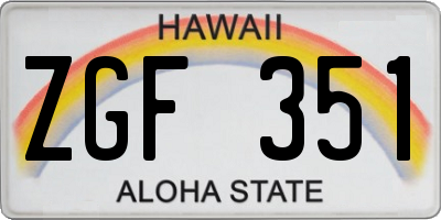 HI license plate ZGF351