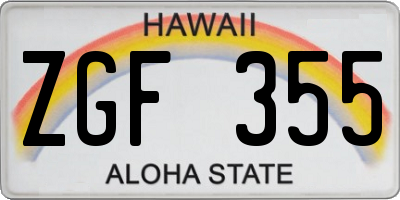HI license plate ZGF355
