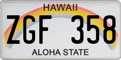 HI license plate ZGF358