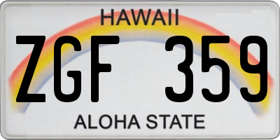 HI license plate ZGF359