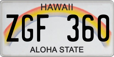 HI license plate ZGF360