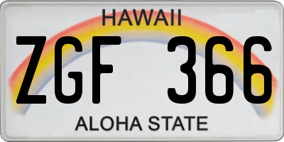 HI license plate ZGF366
