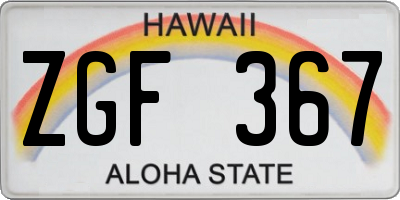 HI license plate ZGF367