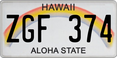 HI license plate ZGF374