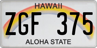 HI license plate ZGF375