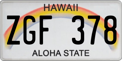 HI license plate ZGF378