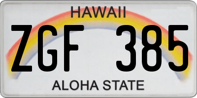 HI license plate ZGF385