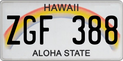 HI license plate ZGF388