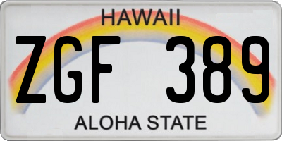 HI license plate ZGF389