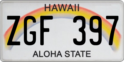 HI license plate ZGF397