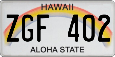 HI license plate ZGF402